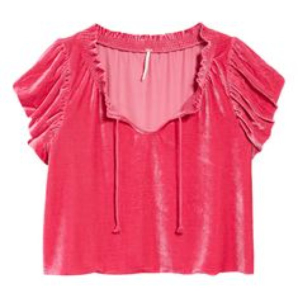 NWT Free People Terese Velour Crop Top - Pink Phenom